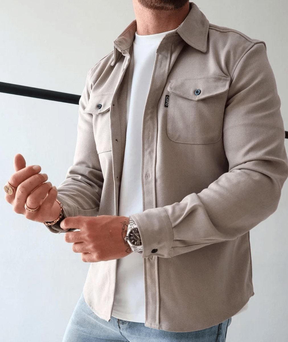 Men’s Modern Elegant Dress Shirt Beige