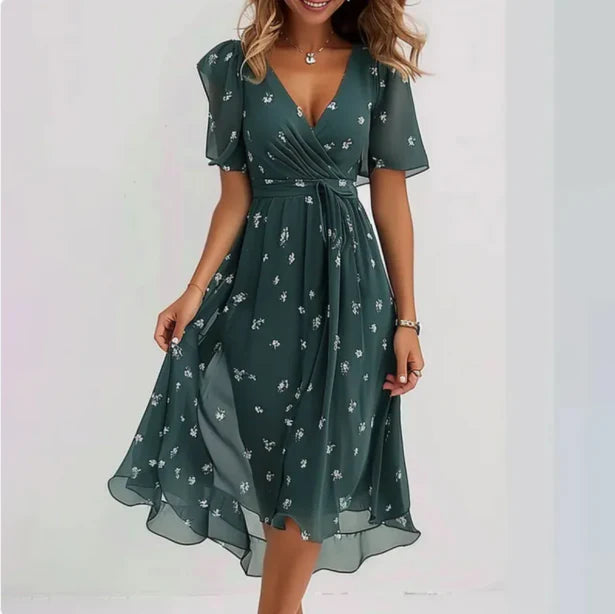 Women’s Floral Wrap Dress with V-Neck
