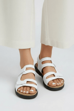 Women’s Bold Multi-Strap Heeled Sandals for Summer Style White