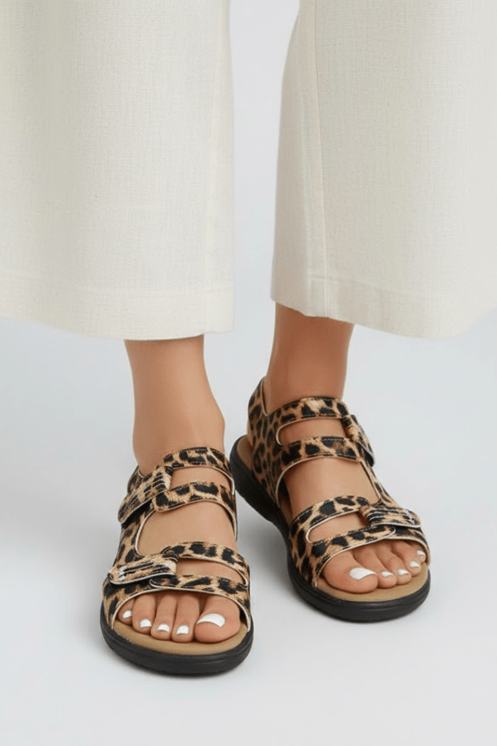 Women’s Bold Multi-Strap Heeled Sandals for Summer Style Leopard