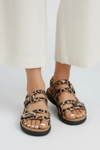Women’s Bold Multi-Strap Heeled Sandals for Summer Style Leopard
