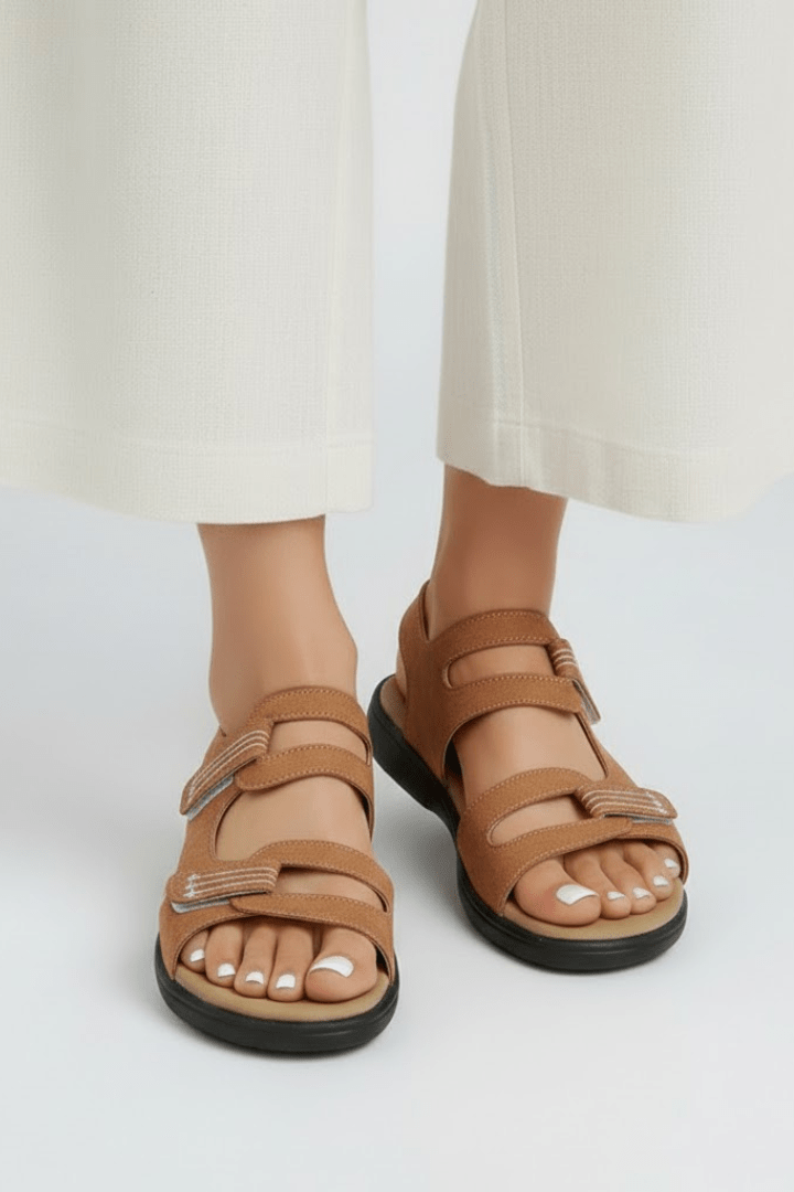 Women’s Bold Multi-Strap Heeled Sandals for Summer Style Brown