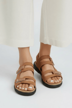 Women’s Bold Multi-Strap Heeled Sandals for Summer Style Brown