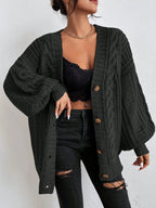 Women’s Cozy Oversized Cable Knit Cardigan Black