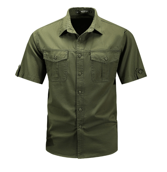 Men’s Sturdy Cargo Shirt for Outdoor Activities Army Green