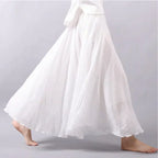 Women’s Elegant Boho Maxi Skirt – Flowy Boho Dress White