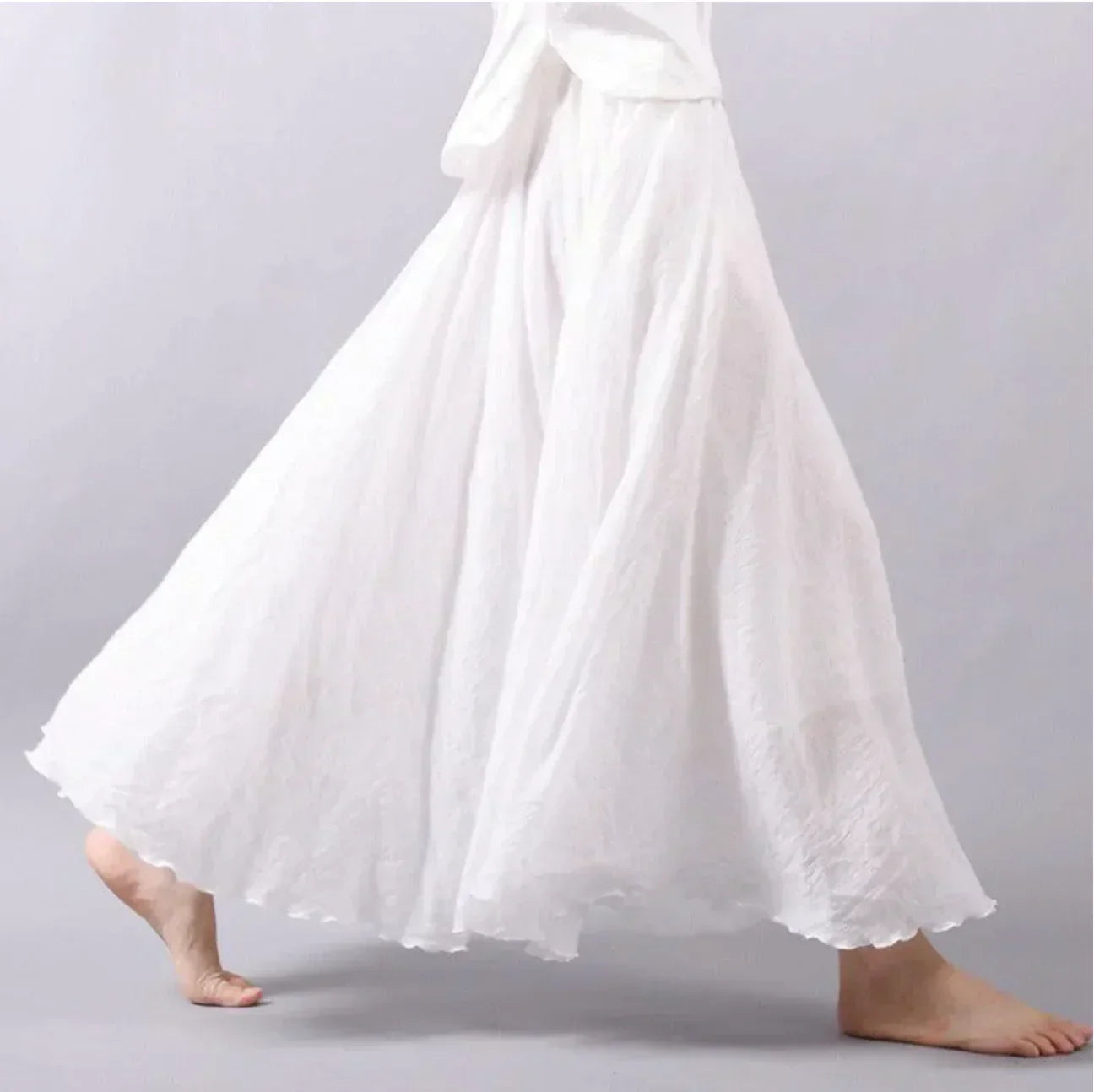 Women’s Elegant Boho Maxi Skirt – Flowy Boho Dress White