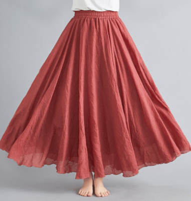 Women’s Elegant Boho Maxi Skirt – Flowy Boho Dress Rose Pink