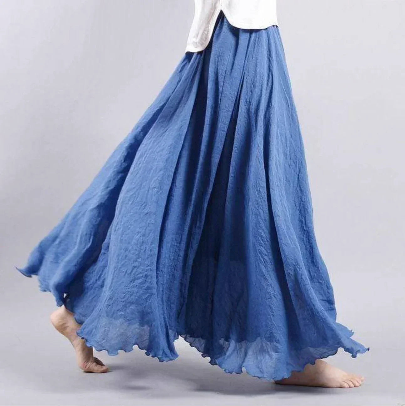 Women’s Elegant Boho Maxi Skirt – Flowy Boho Dress Blue