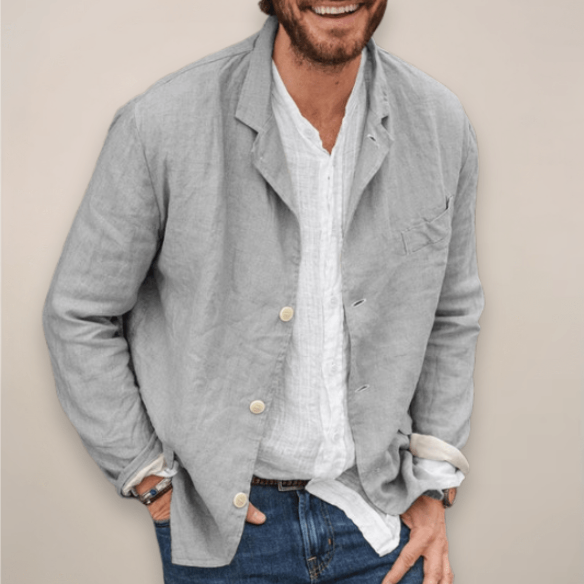 Men’s Relaxed Fit Blazer Jacket for Summer Styling Grey