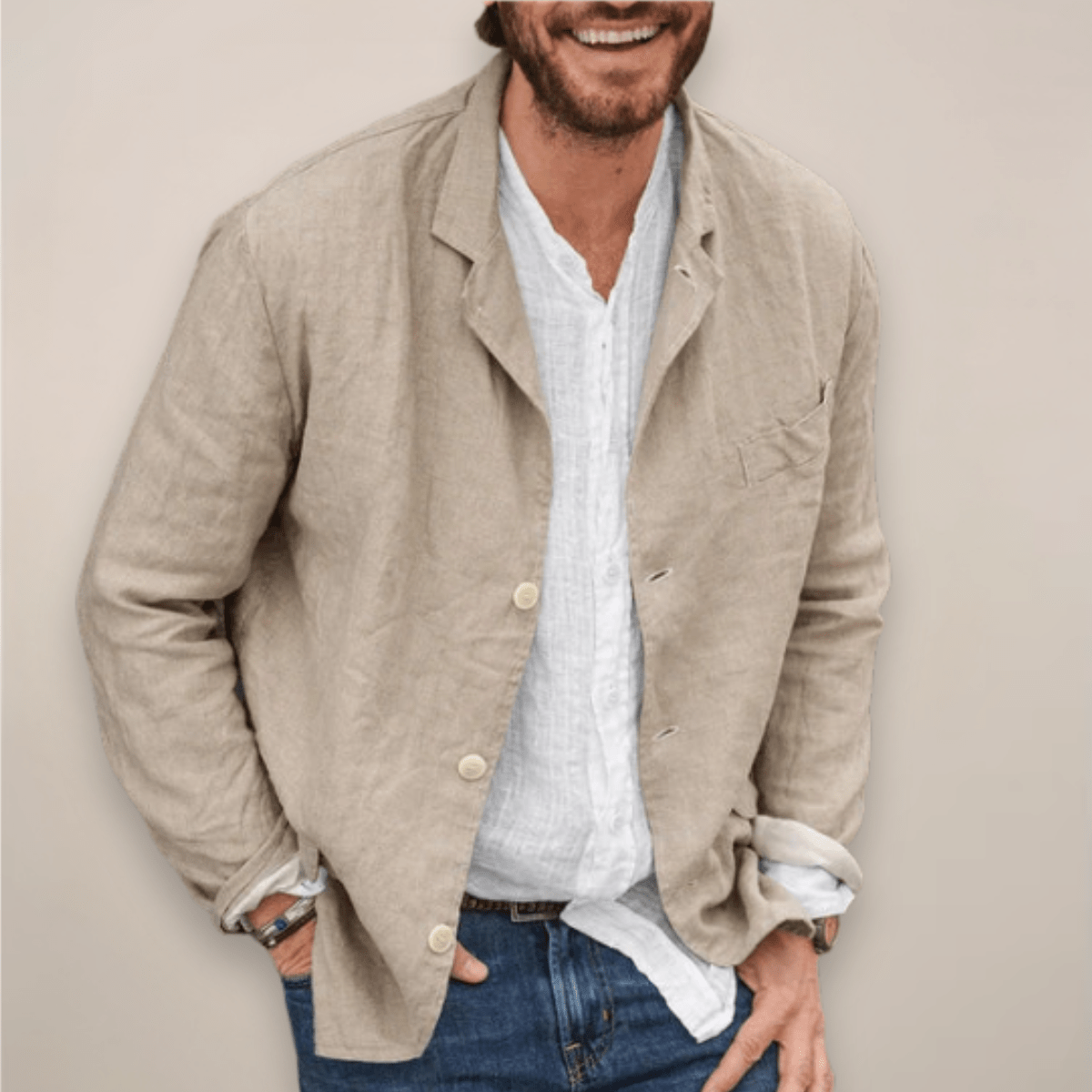 Men’s Relaxed Fit Blazer Jacket for Summer Styling Khaki