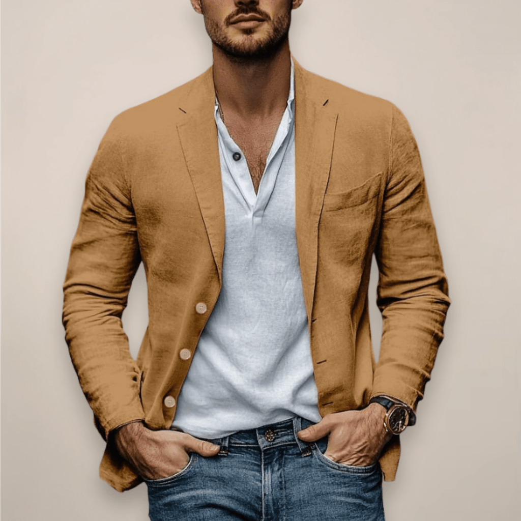 Men’s Casual Blazer - Modern Summer Style for Everyday Wear Khaki