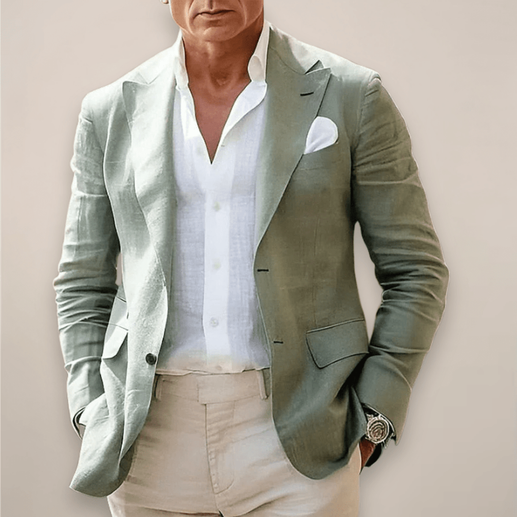Men’s Modern Tailored Casual Blazer for Summer Styling Sage Green