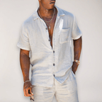 Men’s Relaxed Two Piece Summer Set for Casual Comfort White