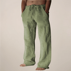 Men’s Wide Loose Relaxed Fit Trousers for Casual Summer Wear Green