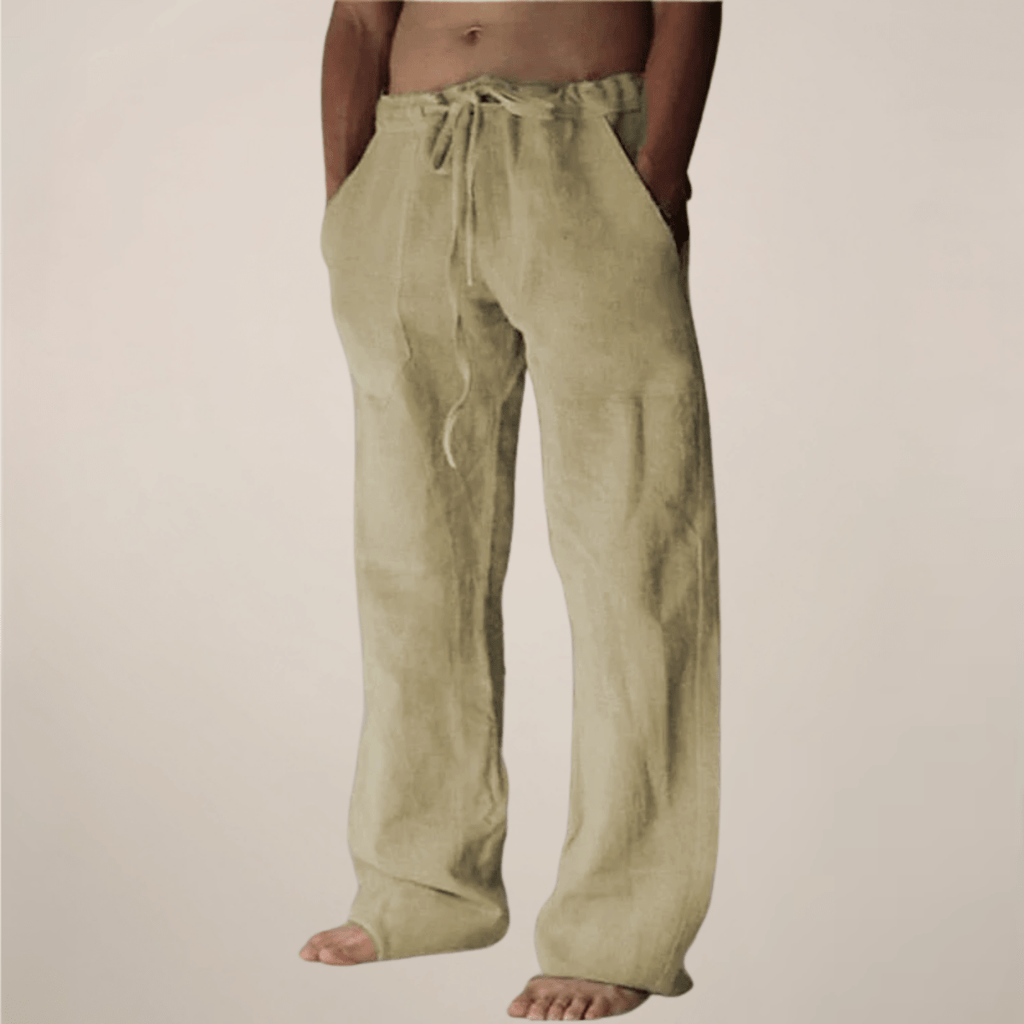 Men’s Wide Loose Relaxed Fit Trousers for Casual Summer Wear Khaki