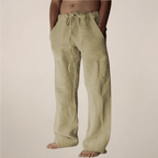 Men’s Wide Loose Relaxed Fit Trousers for Casual Summer Wear Khaki