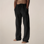 Men’s Wide Loose Relaxed Fit Trousers for Casual Summer Wear Black