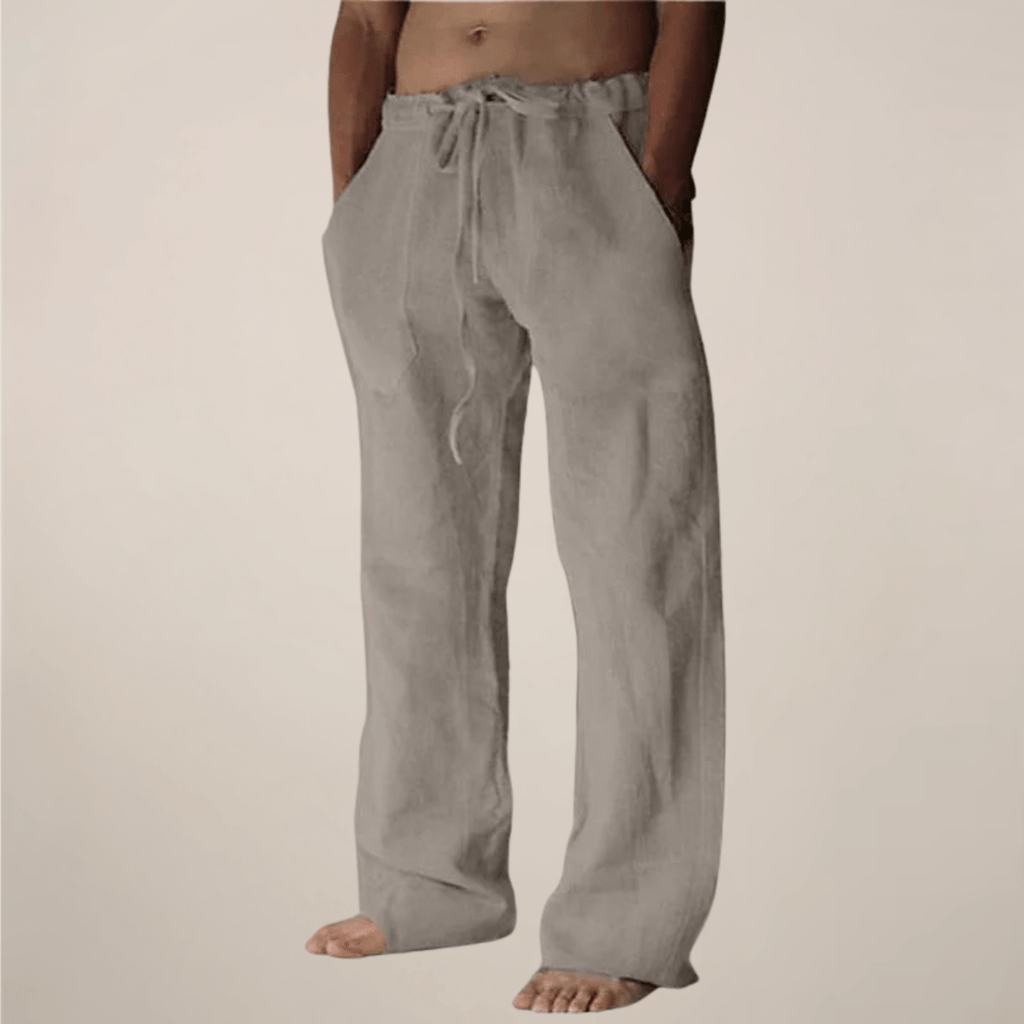 Men’s Wide Loose Relaxed Fit Trousers for Casual Summer Wear Beige