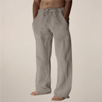 Men’s Wide Loose Relaxed Fit Trousers for Casual Summer Wear Beige