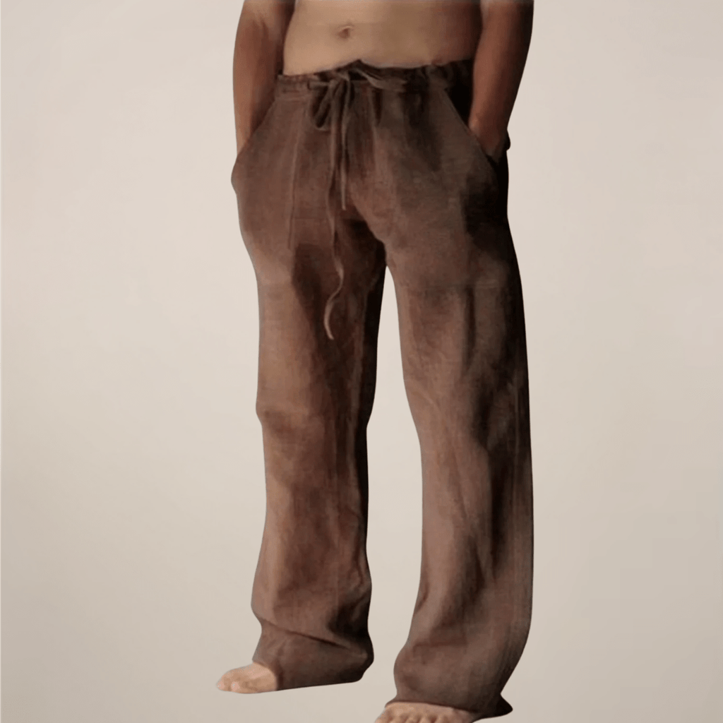 Men’s Wide Loose Relaxed Fit Trousers for Casual Summer Wear Brown