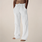 Men’s Wide Loose Relaxed Fit Trousers for Casual Summer Wear White