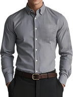 Men’s Casual Button-Down Shirt with Chest Pocket Grey