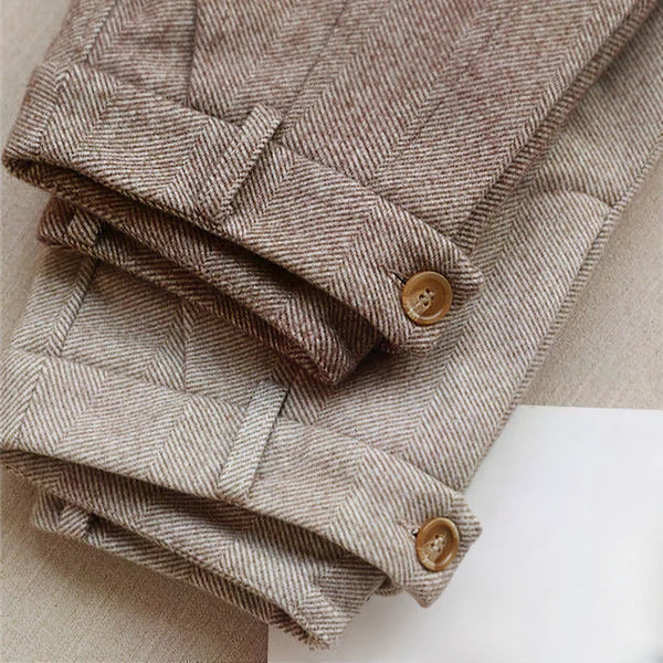 Men’s Vintage Pleated High Waist Trousers for Summer Styling Beige