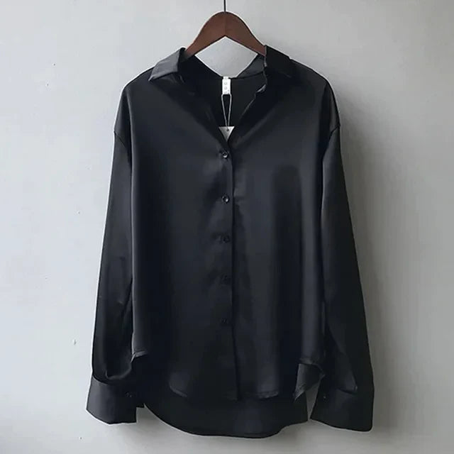 Women’s Classic Button Down Elegant Blouse for Summer Styling Black