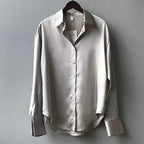 Women’s Classic Button Down Elegant Blouse for Summer Styling Gray