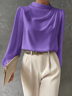 Women’s Elegant Relaxed Fit Long Sleeve Blouse for Summer Styling Violet