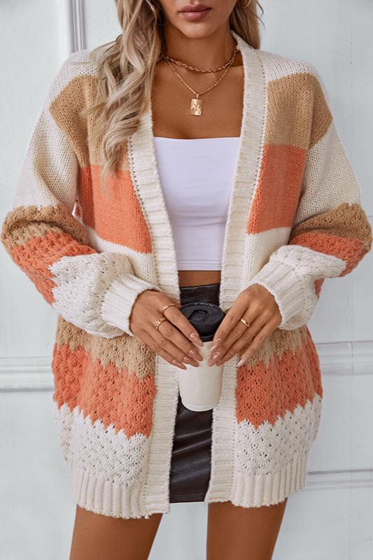 Women’s Oversized Knit Cardigan with Textured Sleeves