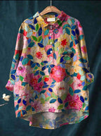 Women’s Elegant Floral Print Blouse with Classic Collar Print 4