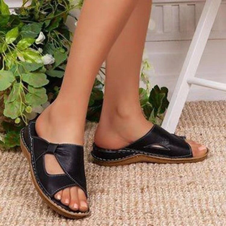 Women’s Anatomical Thong Mules with Comfortable Footbed Black