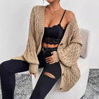 Women’s Oversized Cable Knit Cardigan with Button Front Closure