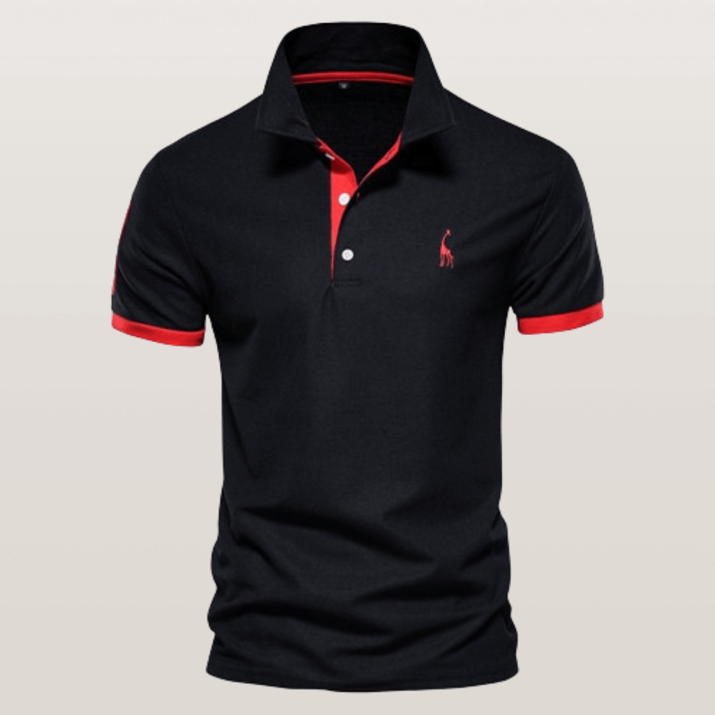 Men’s Elegant Polo Shirt - Timeless Comfort and Style Black Red