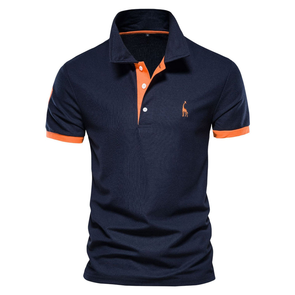 Men’s Elegant Polo Shirt - Timeless Comfort and Style Orange Navy Blue