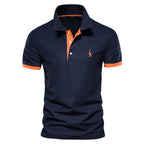 Men’s Elegant Polo Shirt - Timeless Comfort and Style Orange Navy Blue