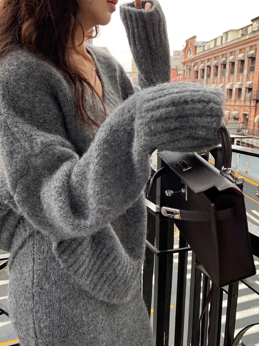 Women’s Cozy V-Neck Knit Sweater and Flare Midi Skirt Set