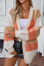 Women’s Oversized Knit Cardigan with Textured Sleeves