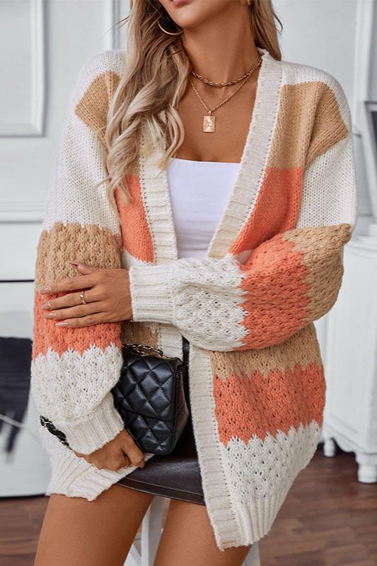 Women’s Oversized Knit Cardigan with Textured Sleeves