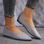 Women’s Comfortable Mesh Ballerina Flats with Elastic Slip-On Gray
