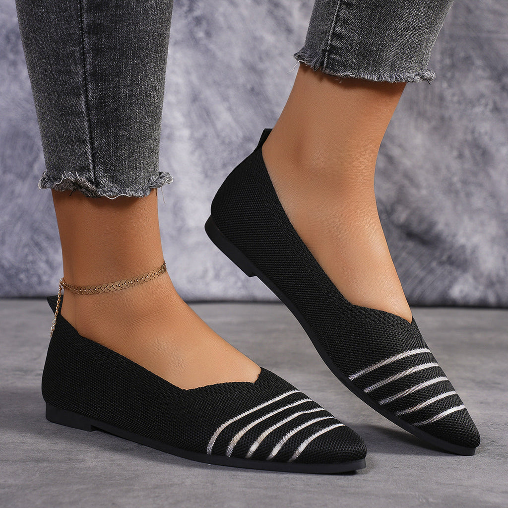 Women’s Comfortable Mesh Ballerina Flats with Elastic Slip-On Black