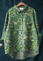 Women’s Elegant Floral Print Blouse with Classic Collar Print 10