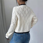 Women’s Cropped V-Neck Cardigan with Bow Front Detail