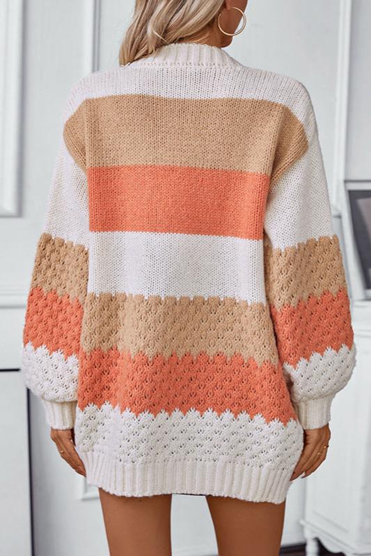 Women’s Oversized Knit Cardigan with Textured Sleeves