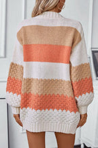 Women’s Oversized Knit Cardigan with Textured Sleeves