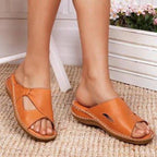 Women’s Anatomical Thong Mules with Comfortable Footbed Lightbrown