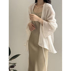 Women’s Lightweight Open Front Kimono Cardigan with Bell Sleeves