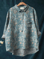 Women’s Elegant Floral Print Blouse with Classic Collar Print 6